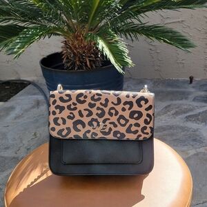 Kate Spade "EUC" Leopard Print Crossbody Bag (Black/Beige)